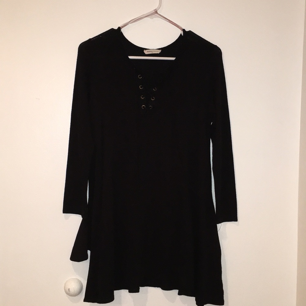 Trendy Tie Up Black Dress